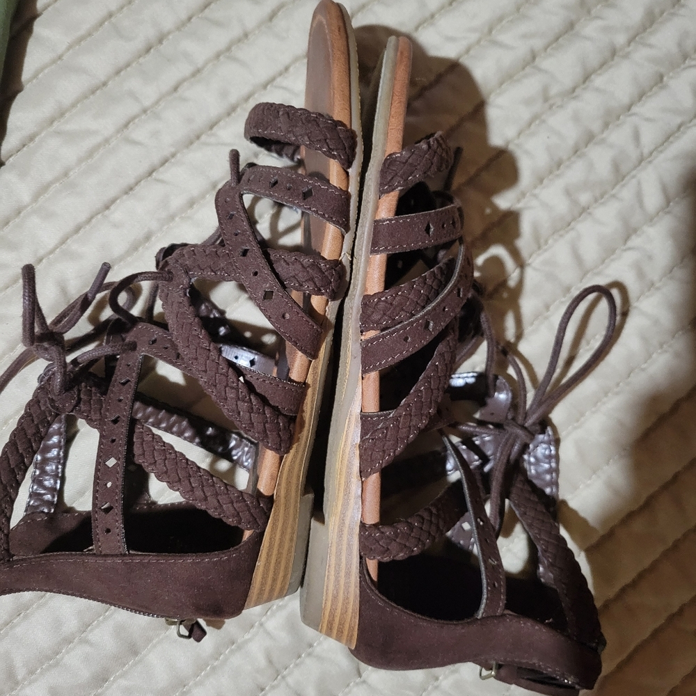 Brown lace up sandals